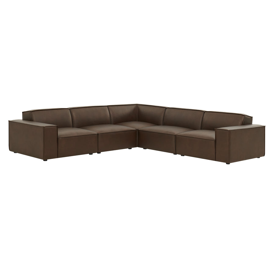 Atlas 5-Piece Vegan Leather Modular L-Shaped Sofa in Espresso