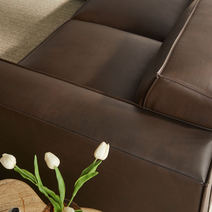 Atlas 5-Piece Vegan Leather Modular L-Shaped Sofa in Espresso