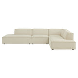 Atlas 4-Piece Performance Fabric Upholstered Modular L-Shaped Armless Sectional Sofa in Ecru