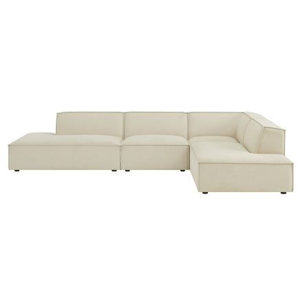 Restore 4-Piece Performance Fabric Upholstered Modular L-Shaped Armless Sectional Sofa in Ecru