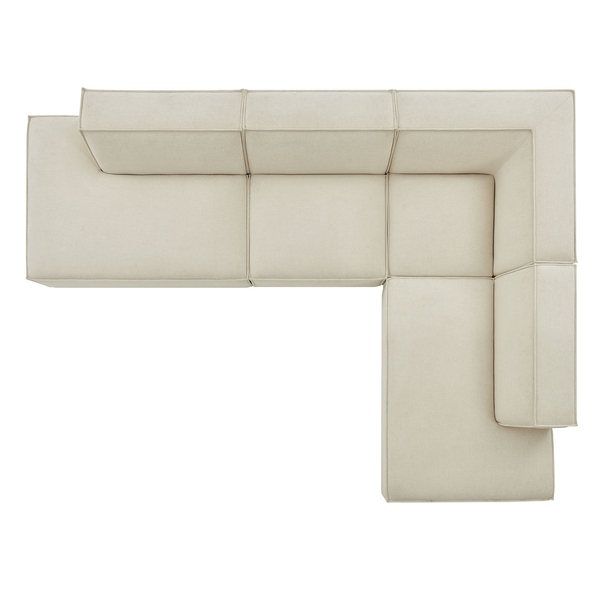 Atlas 4-Piece Performance Fabric Upholstered Modular L-Shaped Armless Sectional Sofa in Ecru