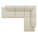 Atlas 4-Piece Performance Fabric Upholstered Modular L-Shaped Armless Sectional Sofa in Ecru