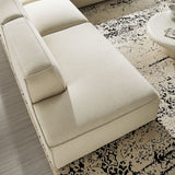 Atlas 4-Piece Performance Fabric Upholstered Modular L-Shaped Armless Sectional Sofa in Ecru