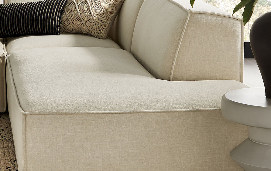 Atlas 4-Piece Performance Fabric Upholstered Modular L-Shaped Armless Sectional Sofa in Ecru