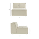 Atlas 4-Piece Performance Fabric Upholstered Modular L-Shaped Armless Sectional Sofa in Ecru