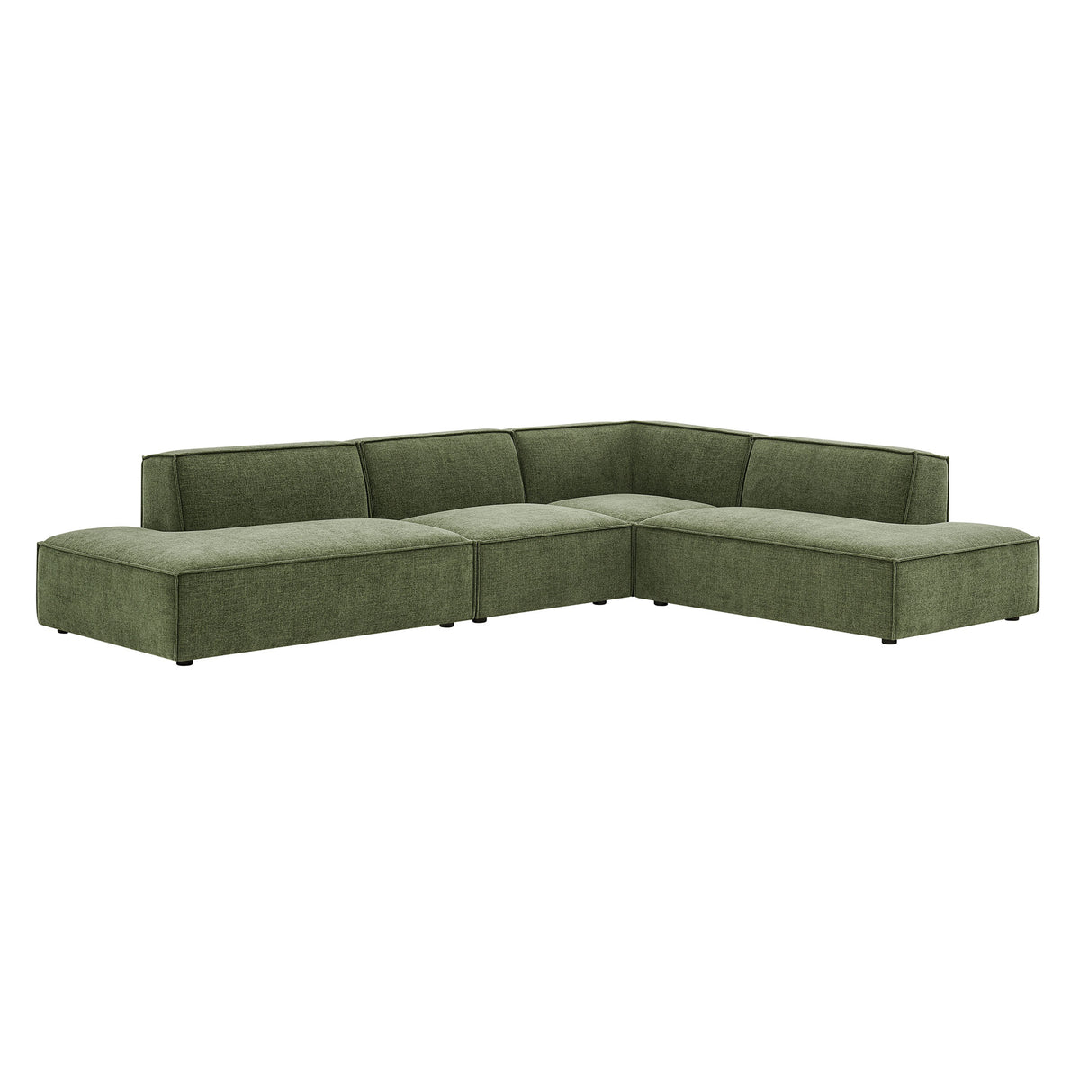 Atlas 4-Piece Performance Fabric Upholstered Modular L-Shaped Armless Sectional Sofa in Foliage