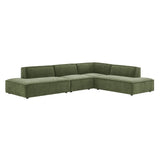 Atlas 4-Piece Performance Fabric Upholstered Modular L-Shaped Armless Sectional Sofa in Foliage