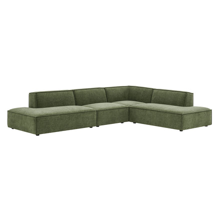 Restore 4-Piece Performance Fabric Upholstered Modular L-Shaped Armless Sectional Sofa in Foliage