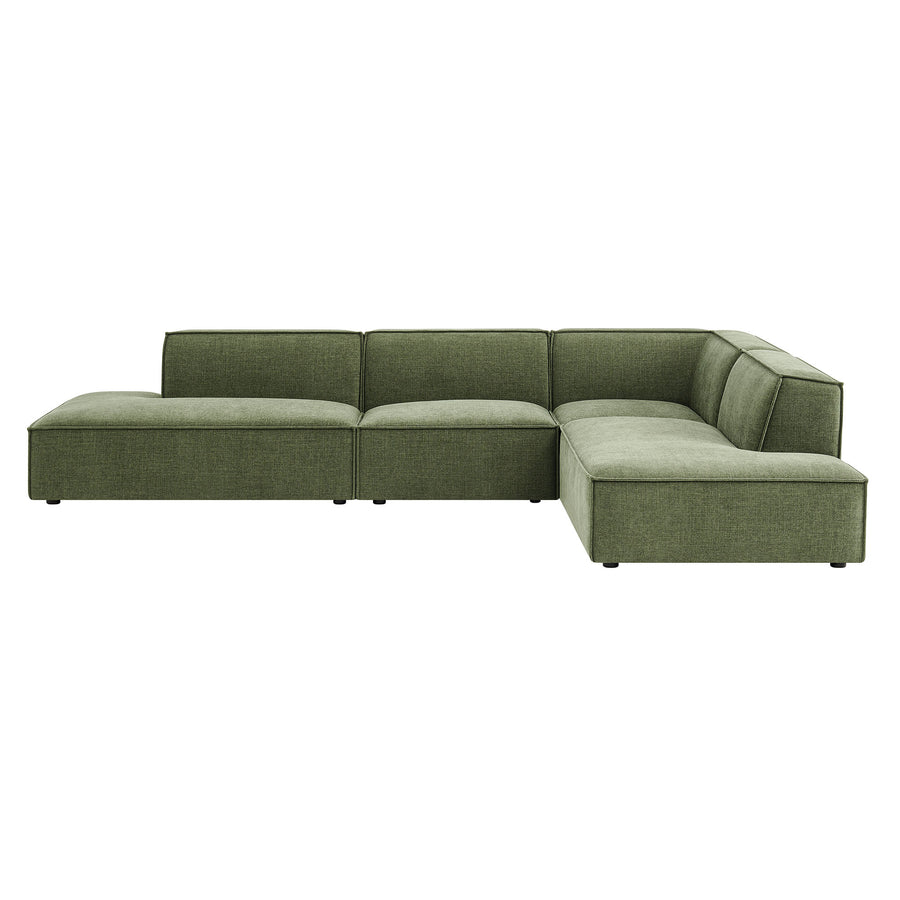 Atlas 4-Piece Performance Fabric Upholstered Modular L-Shaped Armless Sectional Sofa in Foliage