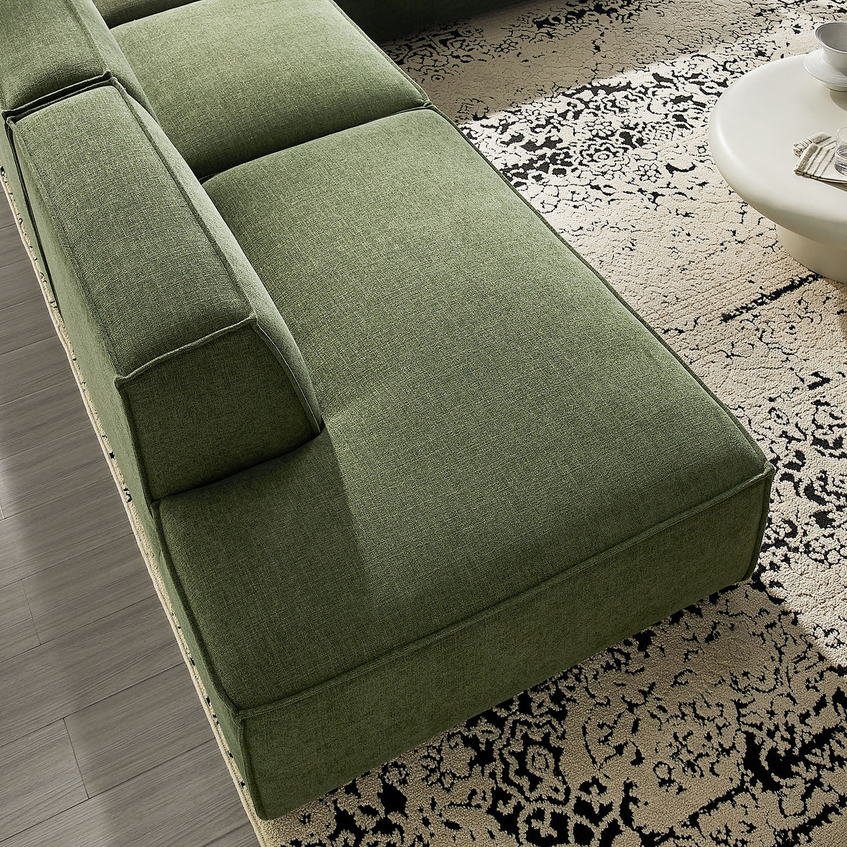 Atlas 4-Piece Performance Fabric Upholstered Modular L-Shaped Armless Sectional Sofa in Foliage