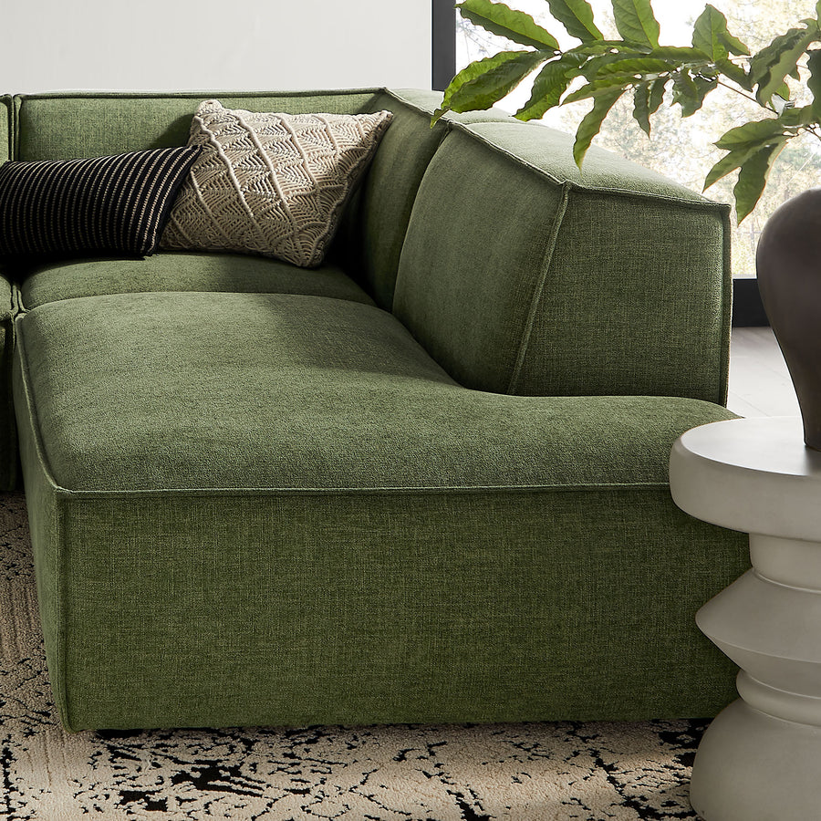 Atlas 4-Piece Performance Fabric Upholstered Modular L-Shaped Armless Sectional Sofa in Foliage