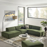Atlas 4-Piece Performance Fabric Upholstered Modular L-Shaped Armless Sectional Sofa in Foliage