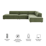 Atlas 4-Piece Performance Fabric Upholstered Modular L-Shaped Armless Sectional Sofa in Foliage