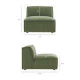 Atlas 4-Piece Performance Fabric Upholstered Modular L-Shaped Armless Sectional Sofa in Foliage