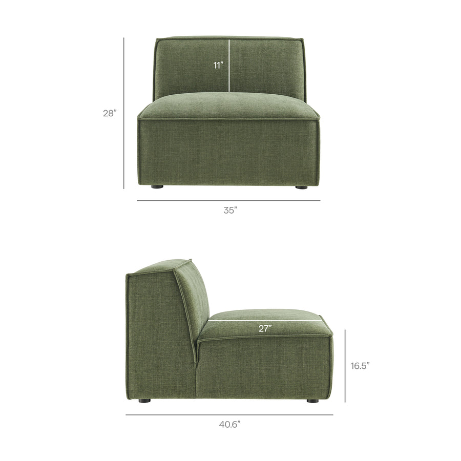 Atlas 4-Piece Performance Fabric Upholstered Modular L-Shaped Armless Sectional Sofa in Foliage