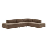Atlas 4-Piece Performance Fabric Upholstered Modular L-Shaped Armless Sectional Sofa in Mocha