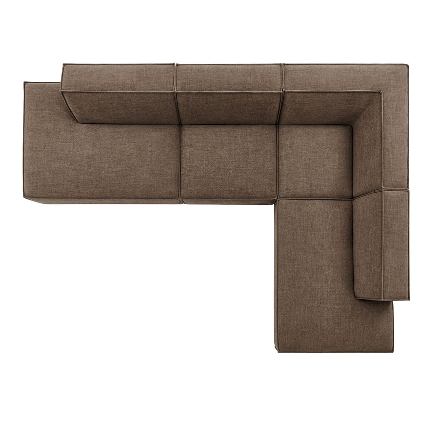 Atlas 4-Piece Performance Fabric Upholstered Modular L-Shaped Armless Sectional Sofa in Mocha