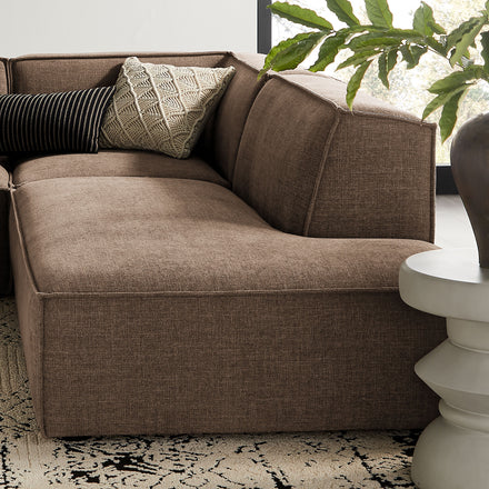 Restore 4-Piece Performance Fabric Upholstered Modular L-Shaped Armless Sectional Sofa in Mocha