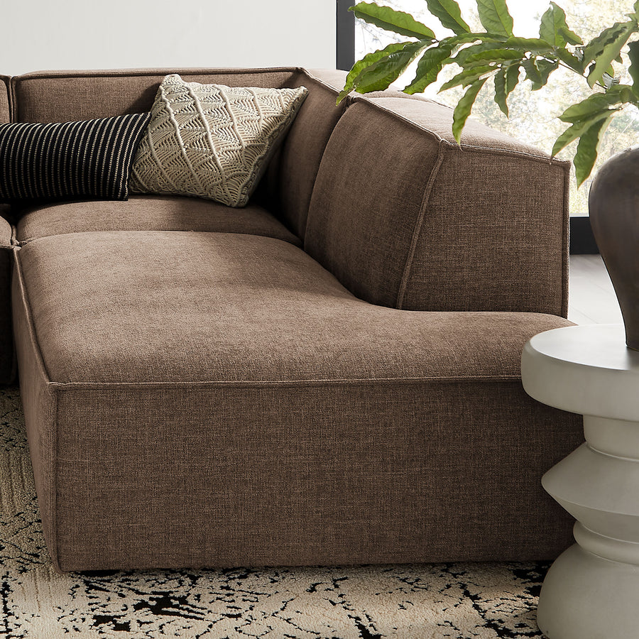 Atlas 4-Piece Performance Fabric Upholstered Modular L-Shaped Armless Sectional Sofa in Mocha