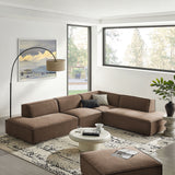 Atlas 4-Piece Performance Fabric Upholstered Modular L-Shaped Armless Sectional Sofa in Mocha