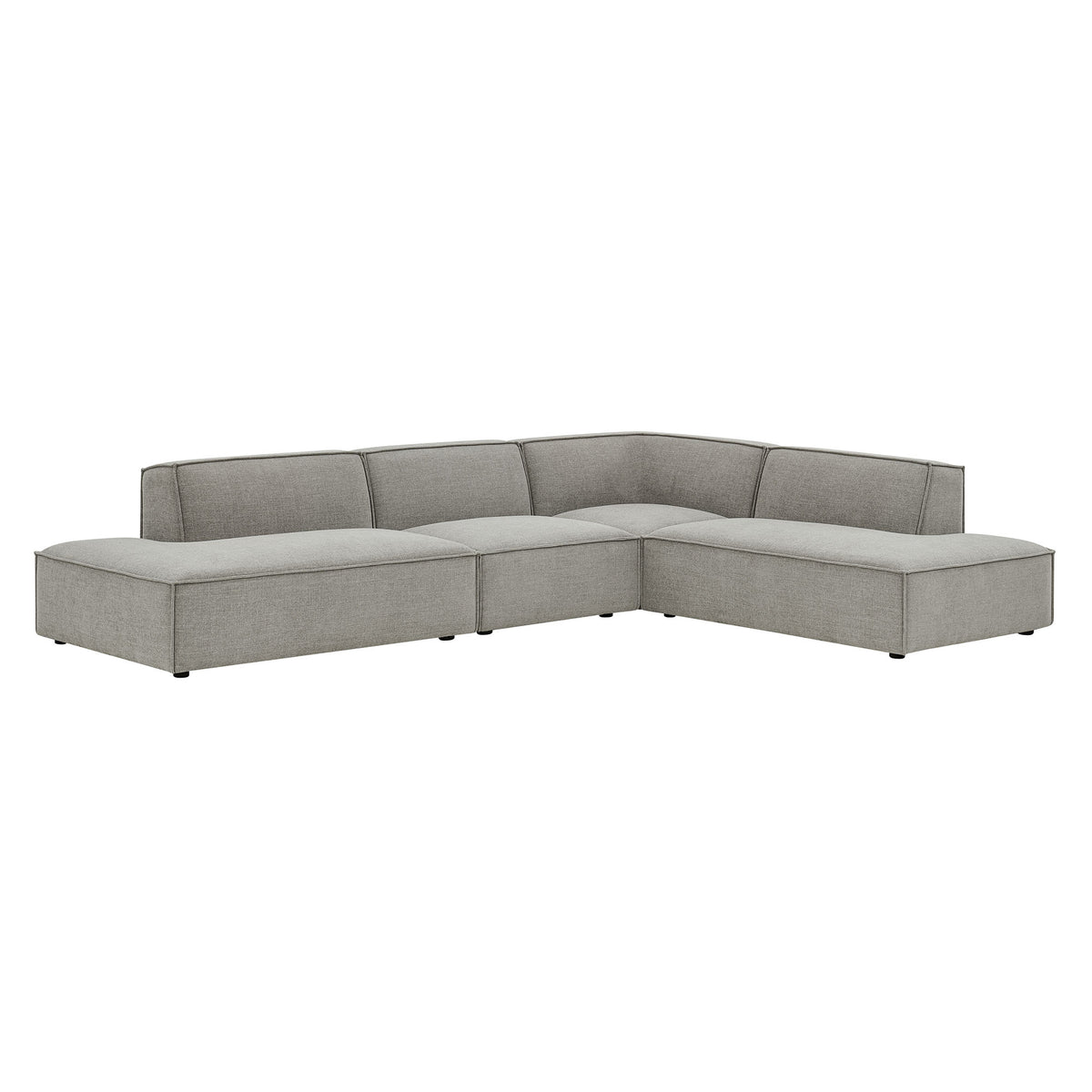 Atlas 4-Piece Performance Fabric Upholstered Modular L-Shaped Armless Sectional Sofa in Pewter