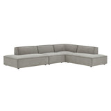 Atlas 4-Piece Performance Fabric Upholstered Modular L-Shaped Armless Sectional Sofa in Pewter