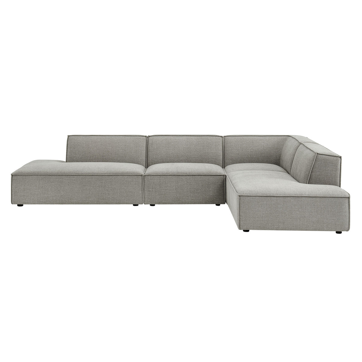 Atlas 4-Piece Performance Fabric Upholstered Modular L-Shaped Armless Sectional Sofa in Pewter
