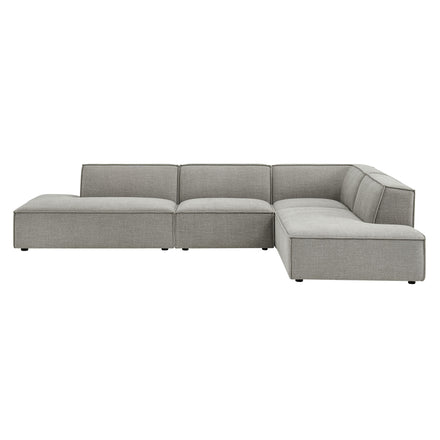 Restore 4-Piece Performance Fabric Upholstered Modular L-Shaped Armless Sectional Sofa in Pewter