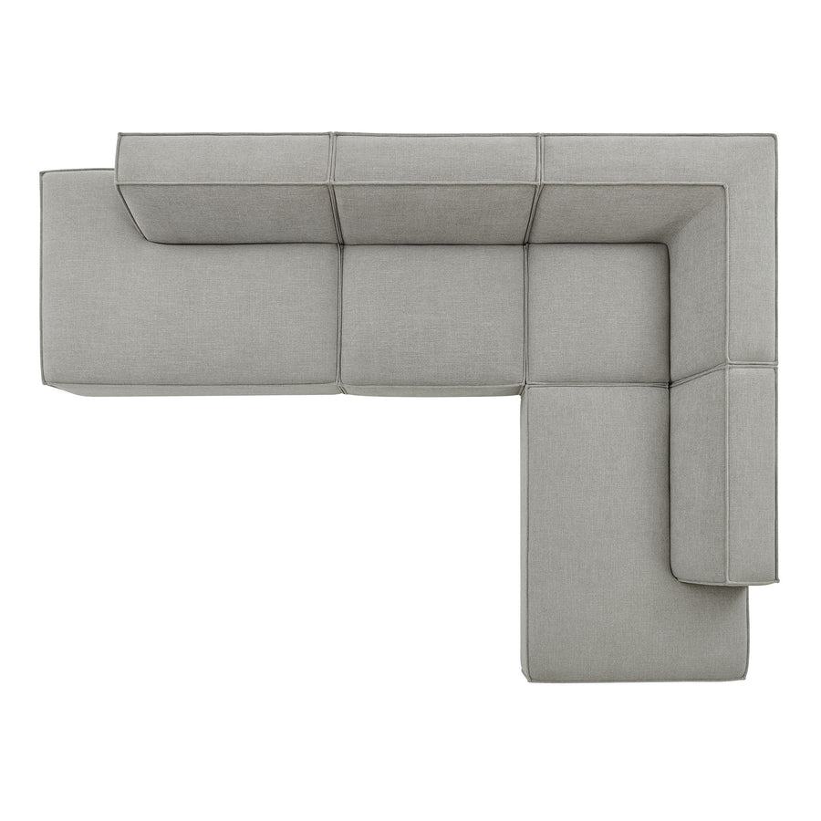 Atlas 4-Piece Performance Fabric Upholstered Modular L-Shaped Armless Sectional Sofa in Pewter