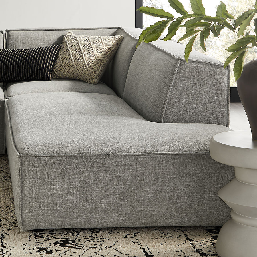 Atlas 4-Piece Performance Fabric Upholstered Modular L-Shaped Armless Sectional Sofa in Pewter