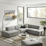 Atlas 4-Piece Performance Fabric Upholstered Modular L-Shaped Armless Sectional Sofa in Pewter