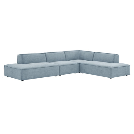 Restore 4-Piece Performance Fabric Upholstered Modular L-Shaped Armless Sectional Sofa in Sky