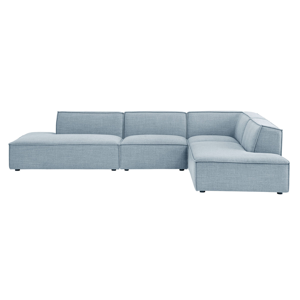 Atlas 4-Piece Performance Fabric Upholstered Modular L-Shaped Armless Sectional Sofa in Sky
