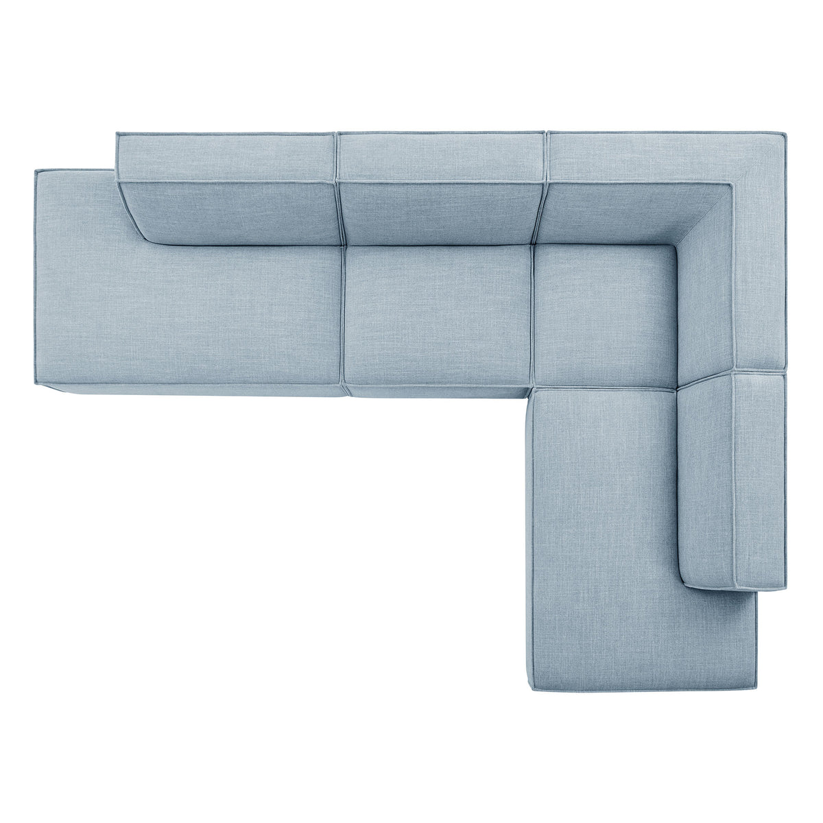 Atlas 4-Piece Performance Fabric Upholstered Modular L-Shaped Armless Sectional Sofa in Sky