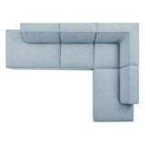 Atlas 4-Piece Performance Fabric Upholstered Modular L-Shaped Armless Sectional Sofa in Sky