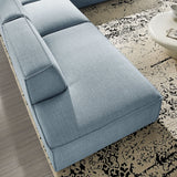 Atlas 4-Piece Performance Fabric Upholstered Modular L-Shaped Armless Sectional Sofa in Sky