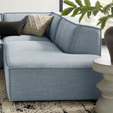 Atlas 4-Piece Performance Fabric Upholstered Modular L-Shaped Armless Sectional Sofa in Sky