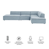 Atlas 4-Piece Performance Fabric Upholstered Modular L-Shaped Armless Sectional Sofa in Sky