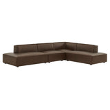 Atlas 4-Piece Vegan Leather Modular L-Shaped Armless Sectional Sofa in Espresso