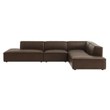 Atlas 4-Piece Vegan Leather Modular L-Shaped Armless Sectional Sofa in Espresso