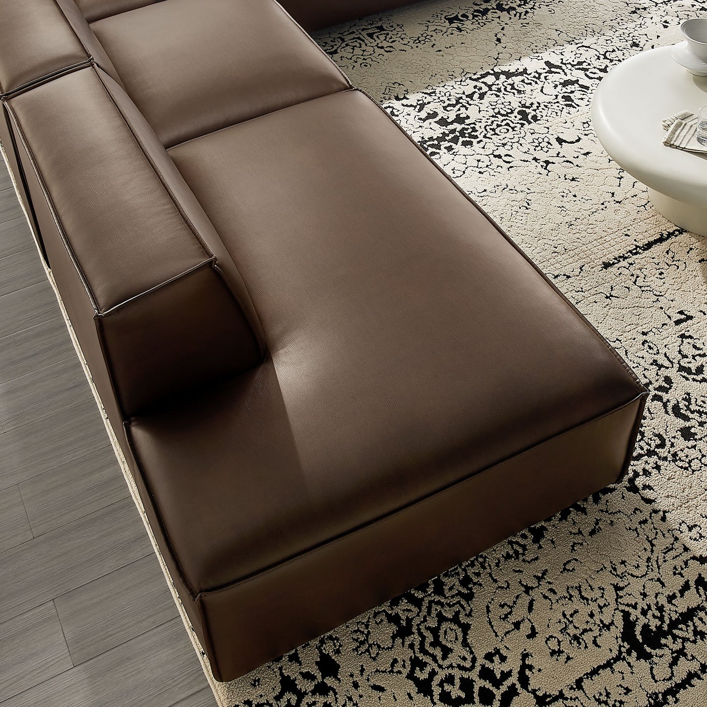 Atlas 4-Piece Vegan Leather Modular L-Shaped Armless Sectional Sofa in Espresso