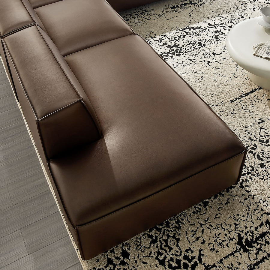 Atlas 4-Piece Vegan Leather Modular L-Shaped Armless Sectional Sofa in Espresso