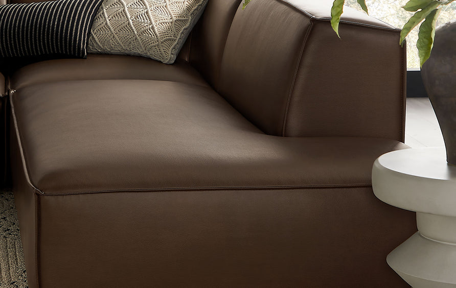 Atlas 4-Piece Vegan Leather Modular L-Shaped Armless Sectional Sofa in Espresso