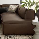 Atlas 4-Piece Vegan Leather Modular L-Shaped Armless Sectional Sofa in Espresso