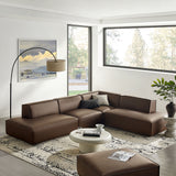 Atlas 4-Piece Vegan Leather Modular L-Shaped Armless Sectional Sofa in Espresso