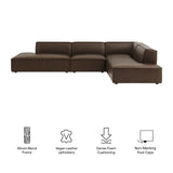 Atlas 4-Piece Vegan Leather Modular L-Shaped Armless Sectional Sofa in Espresso