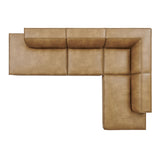 Atlas 4-Piece Vegan Leather Modular L-Shaped Armless Sectional Sofa in Toast