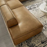 Atlas 4-Piece Vegan Leather Modular L-Shaped Armless Sectional Sofa in Toast