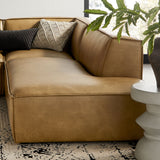 Atlas 4-Piece Vegan Leather Modular L-Shaped Armless Sectional Sofa in Toast