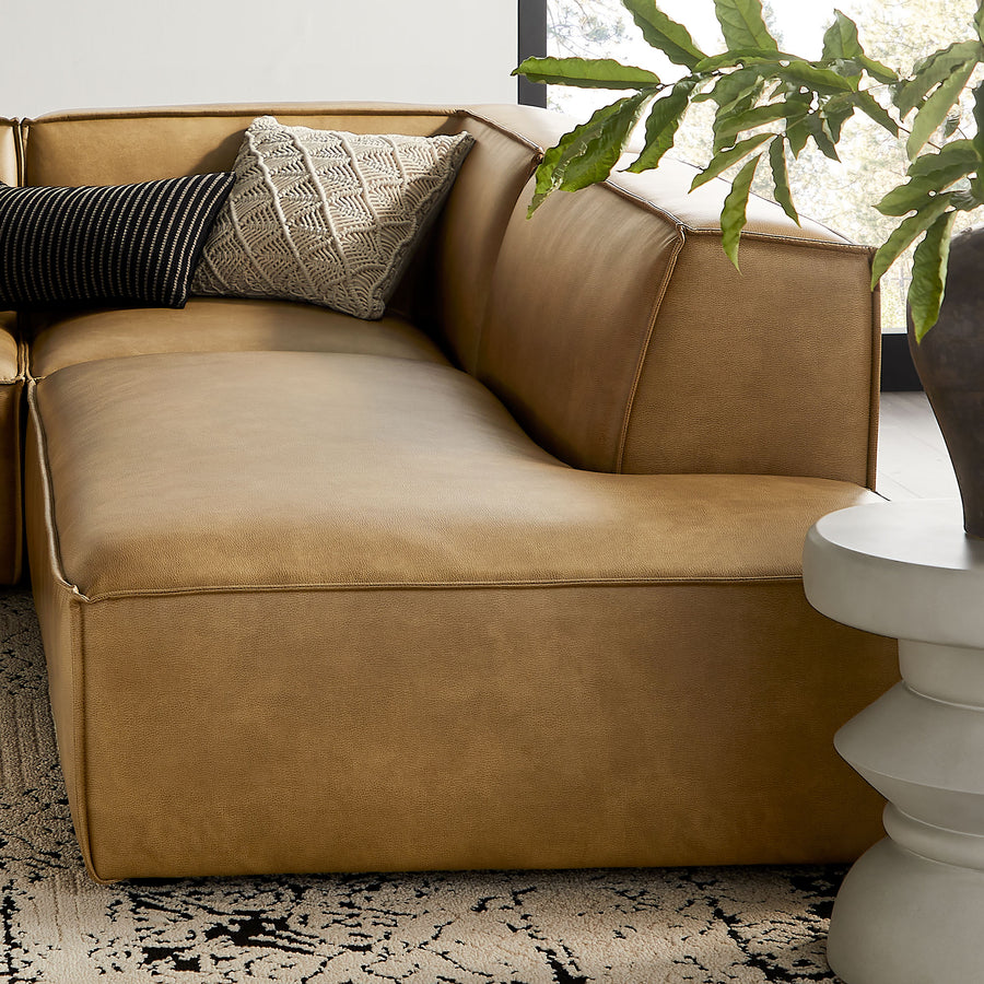Atlas 4-Piece Vegan Leather Modular L-Shaped Armless Sectional Sofa in Toast